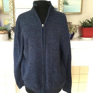 Blue Full Zip Knit Sweater Large 42 Chest cozy